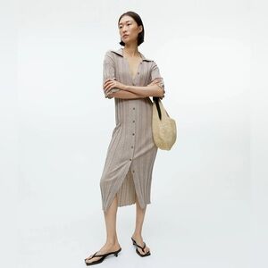 Arket Rib Knit Polo Collar Midi Dress